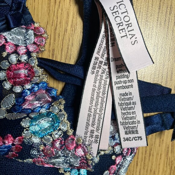 Victoria Secret Floral Navy Lace Bra - Picture 2 of 4